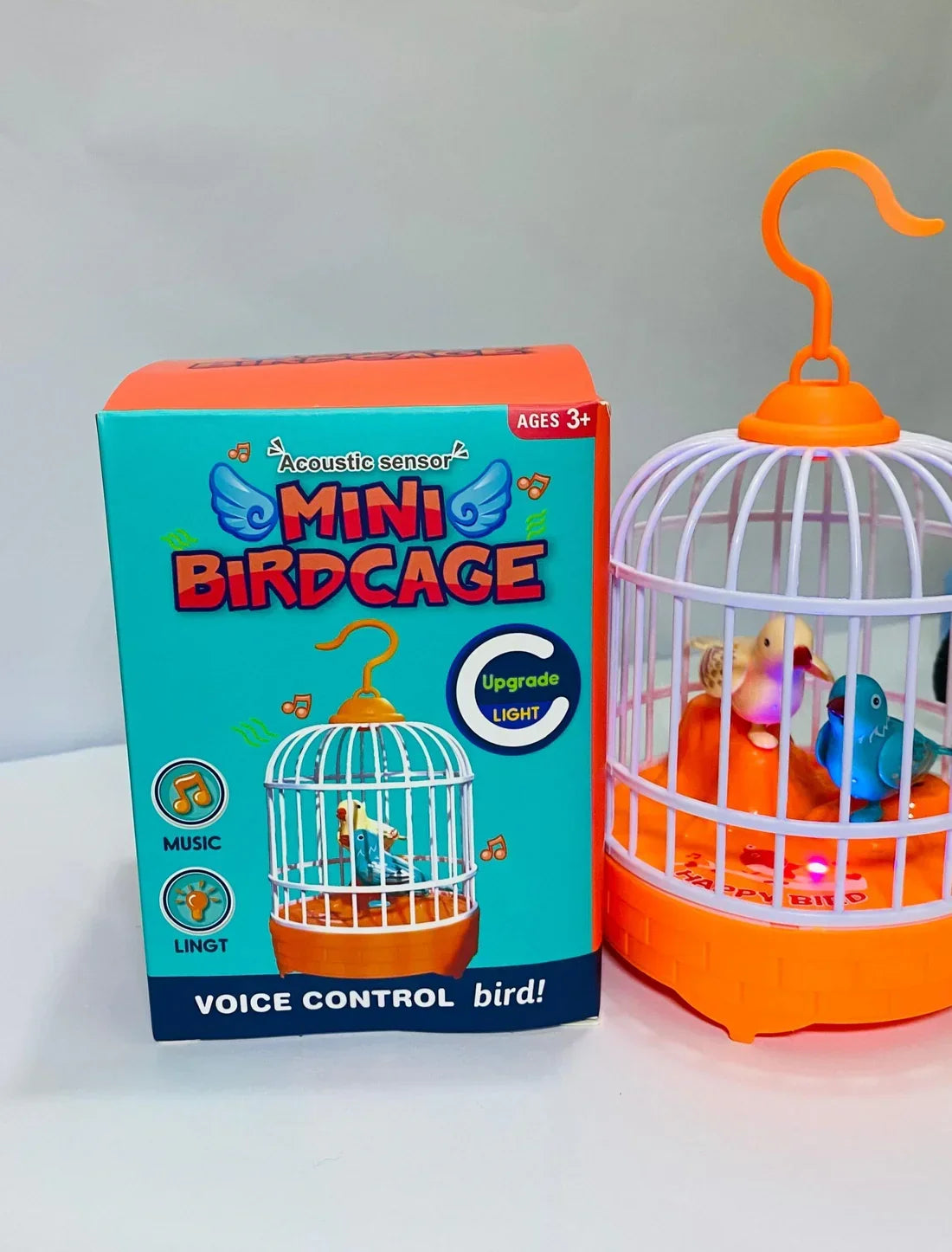 TALKBACK MUSICAL LIGHT BIRD CAGE WITH 2 BIRDS BEAUTIFUL TOY